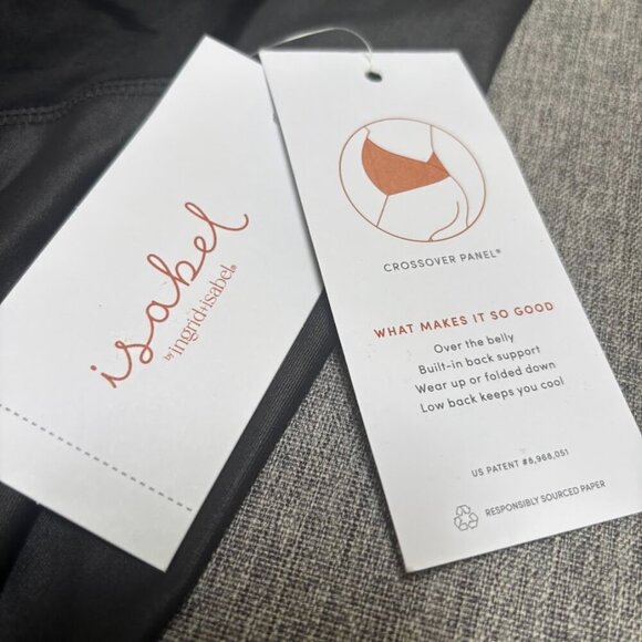 Isabel Maternity Leggings High Gloss Active Yoga Pants Belly Panel, Black, Small - Picture 3 of 8